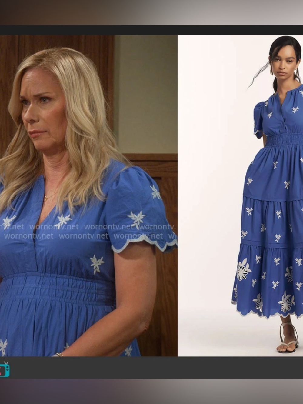 Anthropologie The Somerset Maxi Dress Embroidered Blue Size Medium - Picture 4 of 5